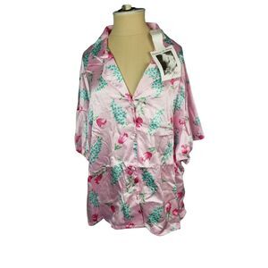 Contessa di Roma Floral Satin Short PJ set NWT 2XL